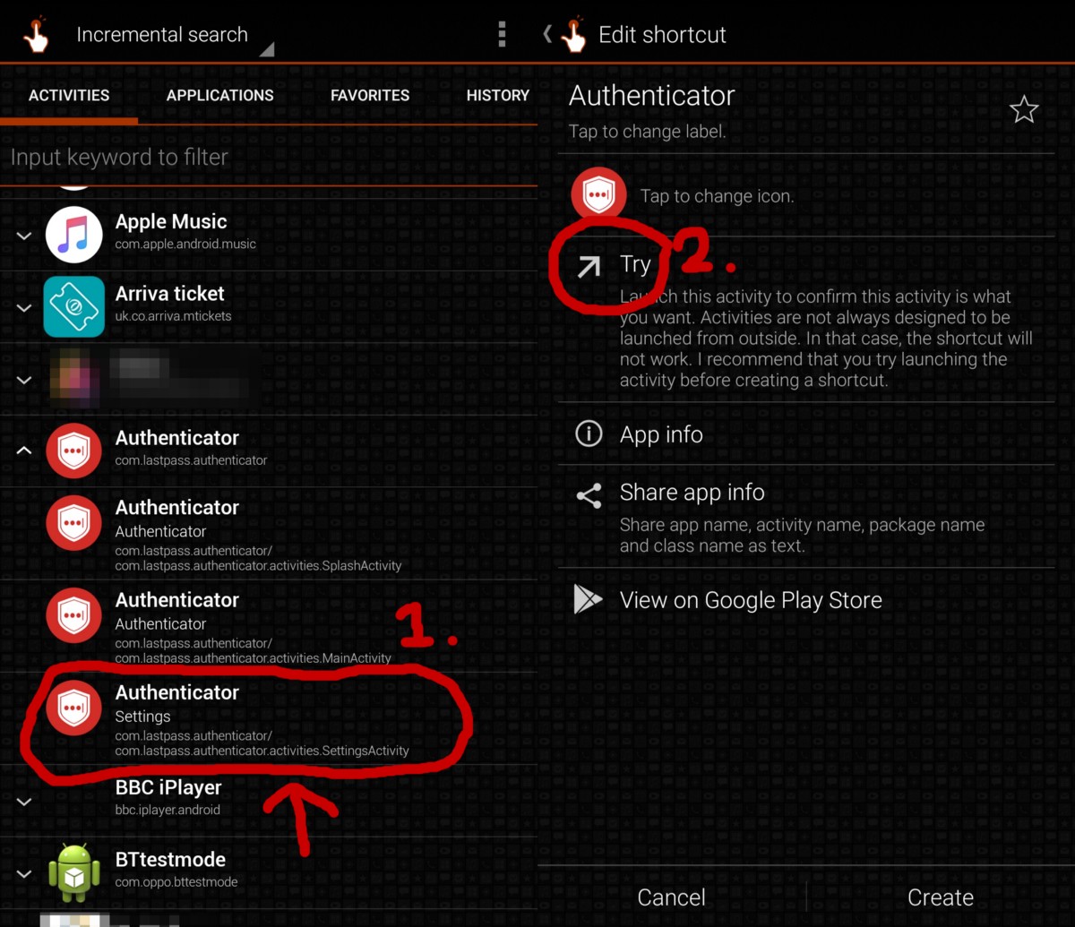 Accessing the settings activity using Activity Launcher