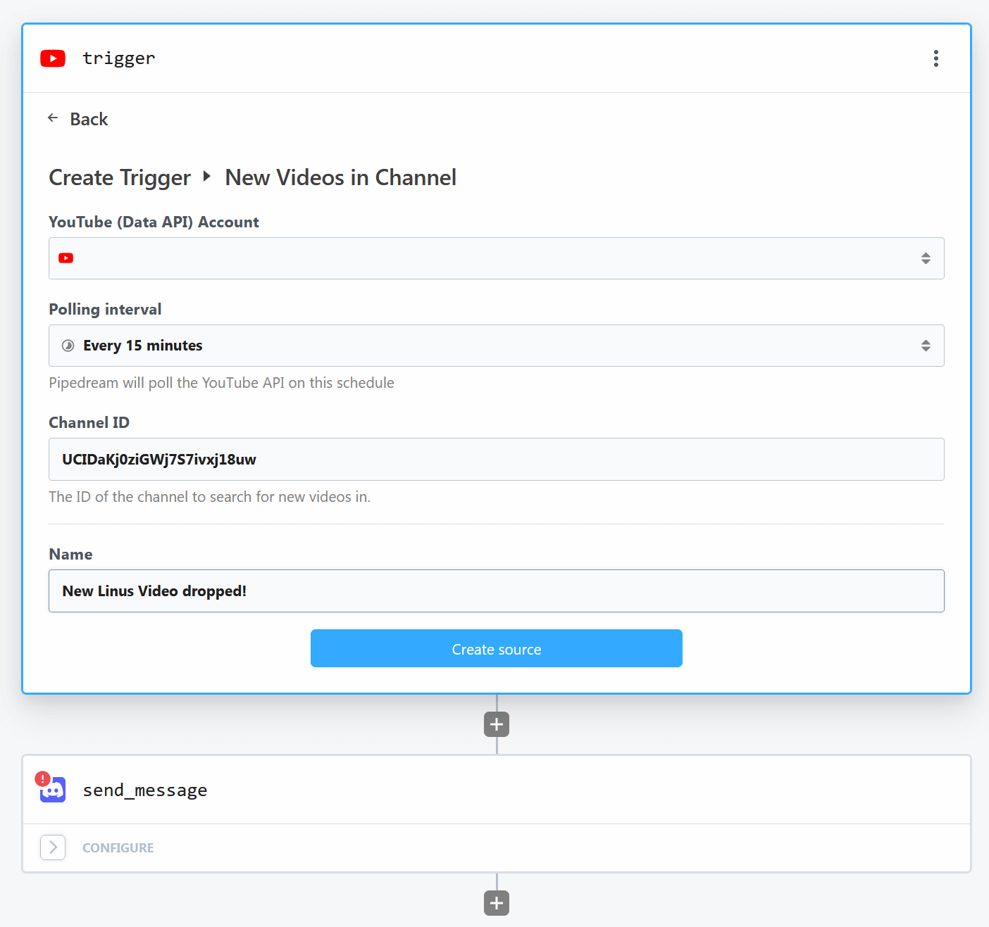 The two-step form presented by Pipedream