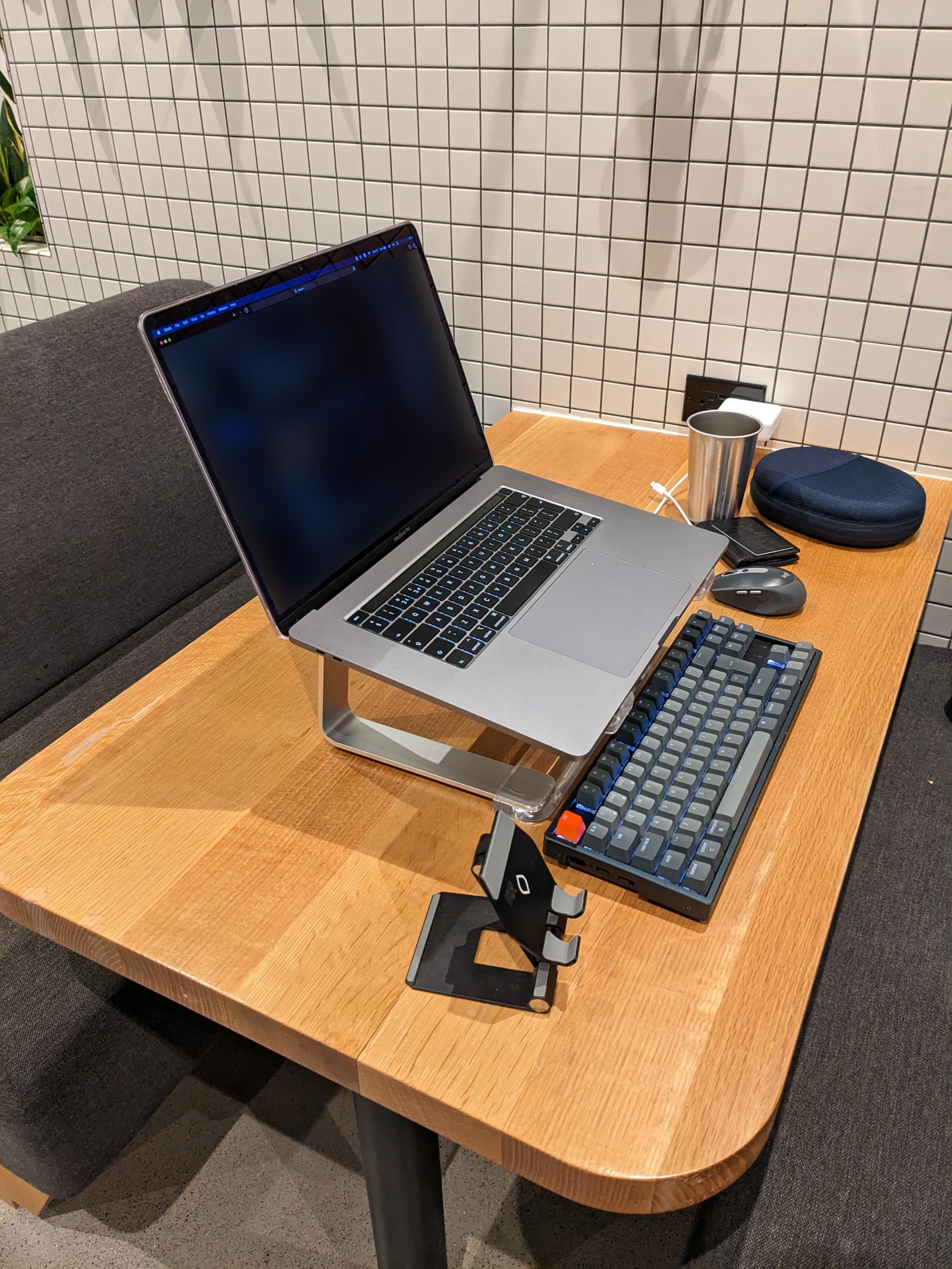 A booth at WeWork at Hudson's Bay, 176 Yonge Street.