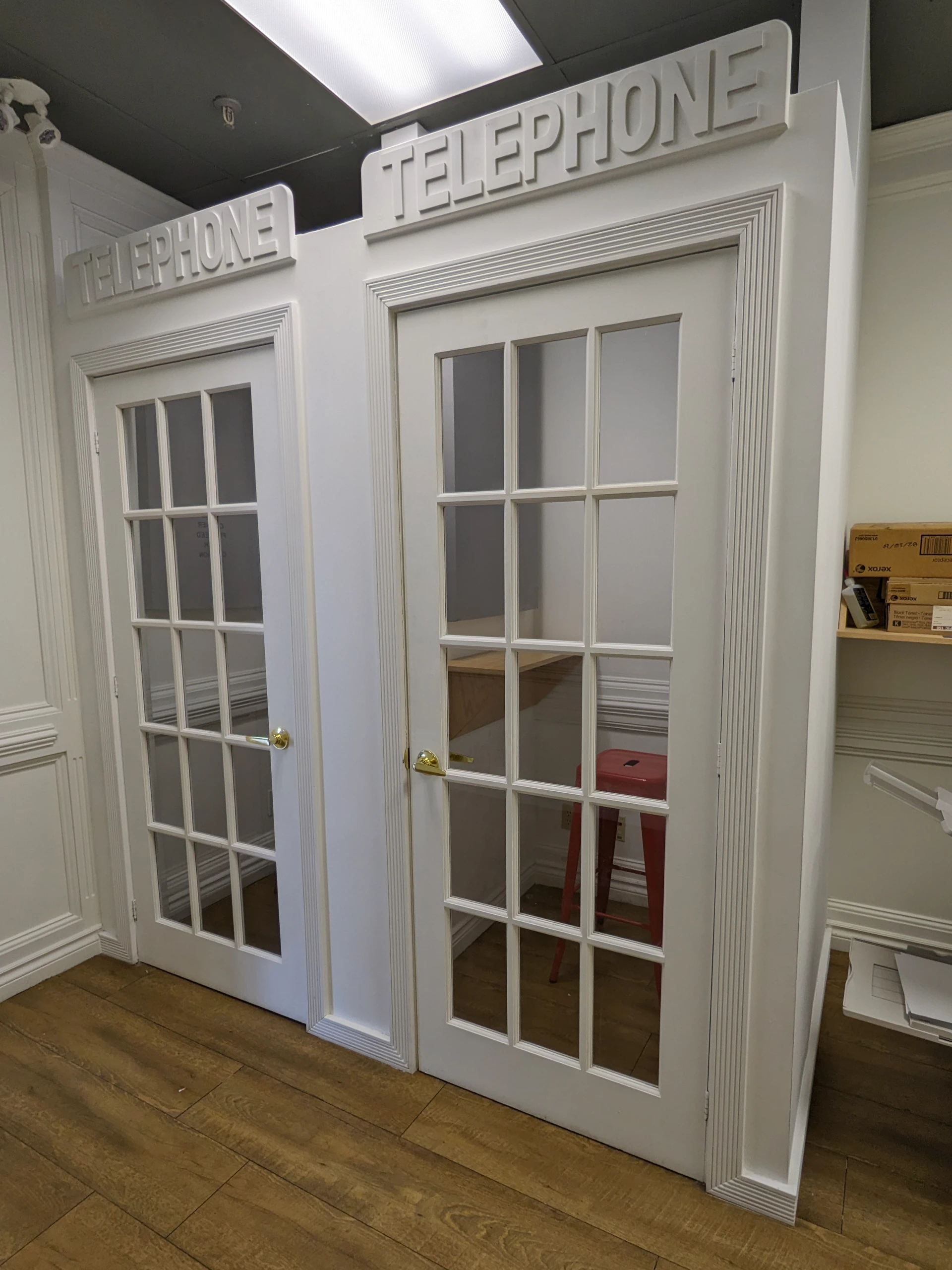 The phone booths at Workhaus on 212 King St W might not be great at sound isolation, but aren't they adorable?