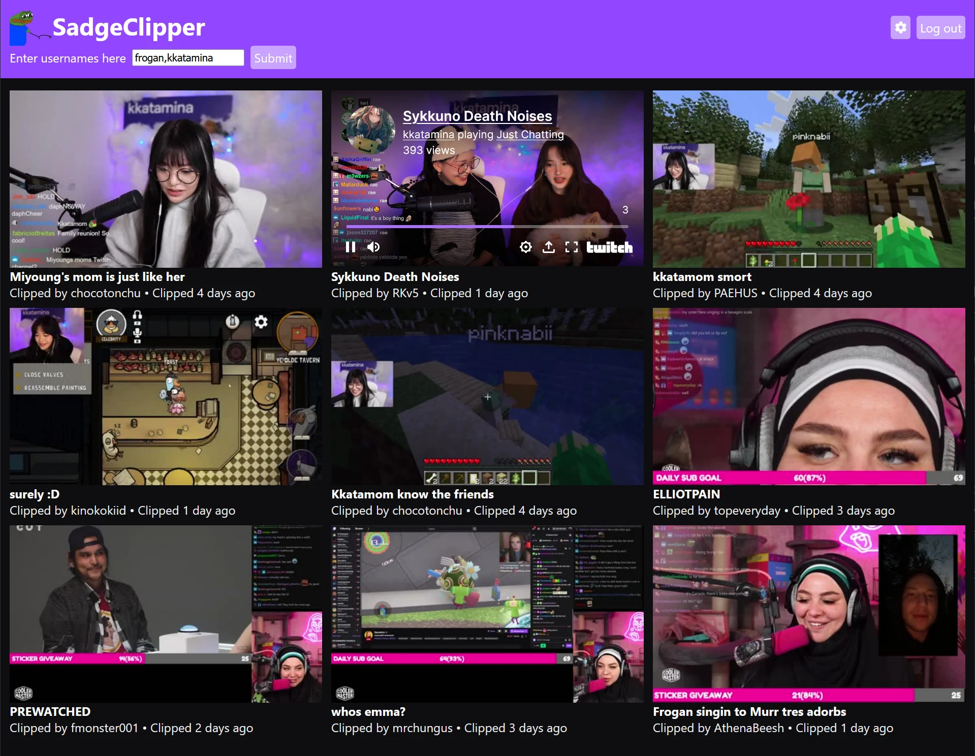 SadgeClipper supports multiple streamers and clip previews, and more